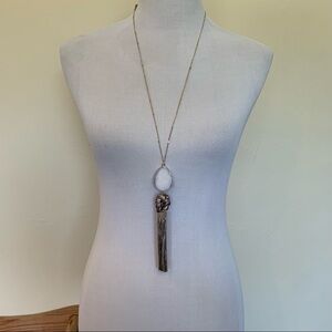 White stone tassel necklace